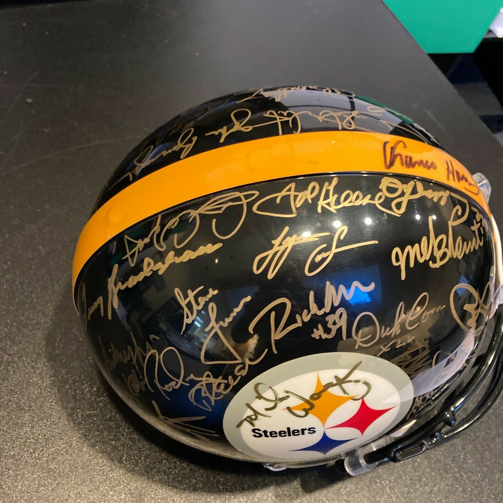 1970's Pittsburgh Steelers Super Bowl Champs Team Signed Game Helmet  Beckett COA