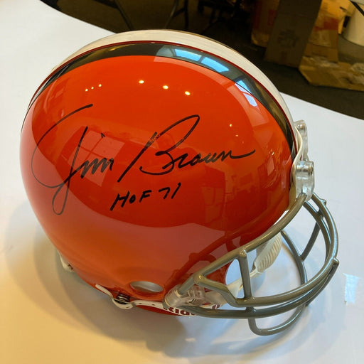 Jim Brown Hall Of Fame 1971 Signed Cleveland Browns Authentic Helmet PSA DNA