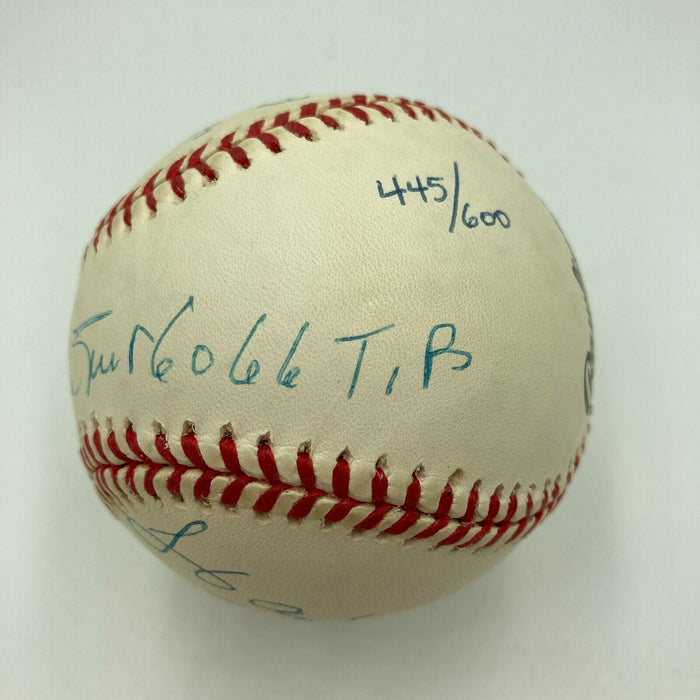 Willie Mays Hank Aaron Stan Musial Total Baseball Signed Inscribed Baseball JSA