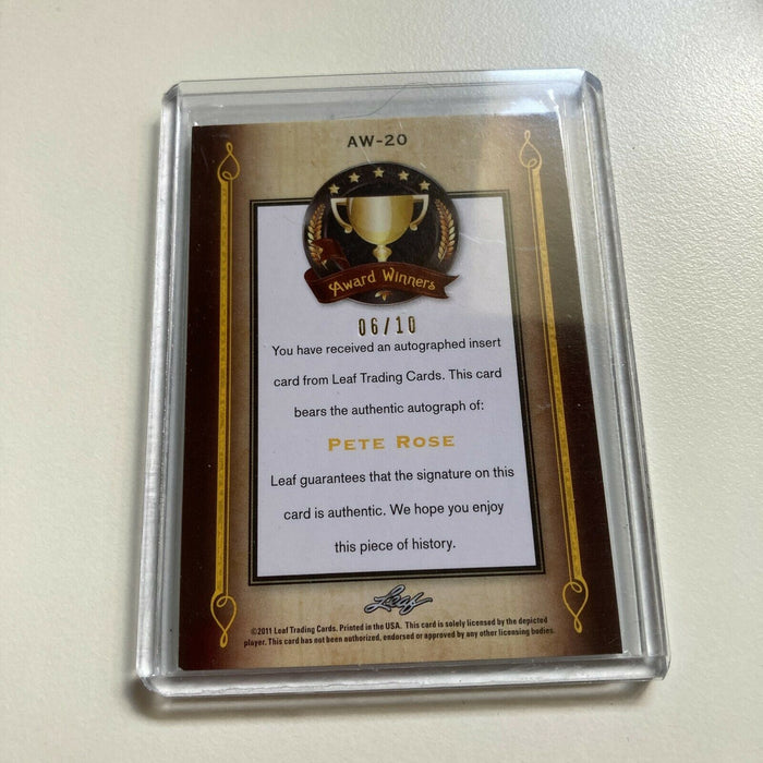 2011 Leaf Pete Rose #6/10 Auto Signed Autographed Baseball Card