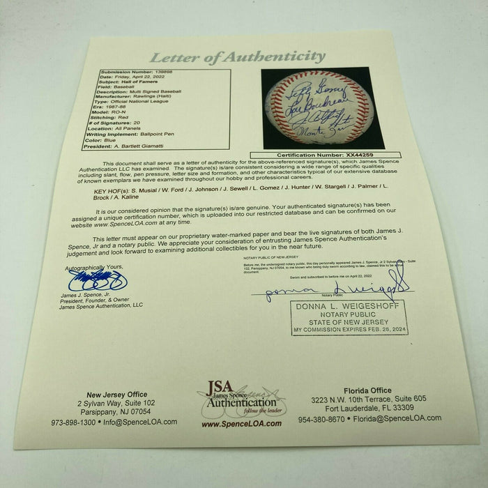 Beautiful Stan Musial Hall Of Fame Multi Signed Baseball 20 Sigs JSA COA