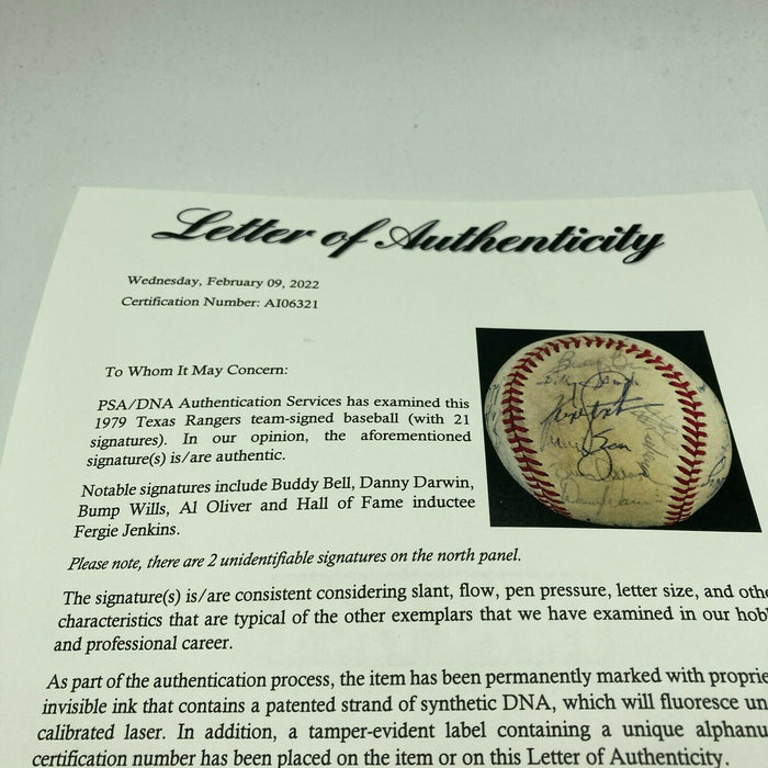 1979 Texas Rangers Team Signed Official American League Baseball PSA DNA COA