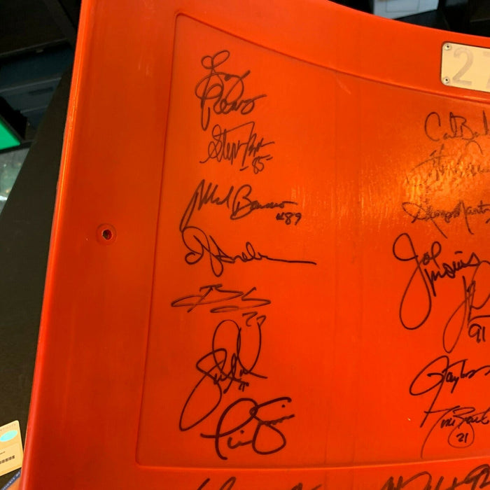 New York Giants Legends Signed Seatback Eli Manning Michael Strahan Steiner COA