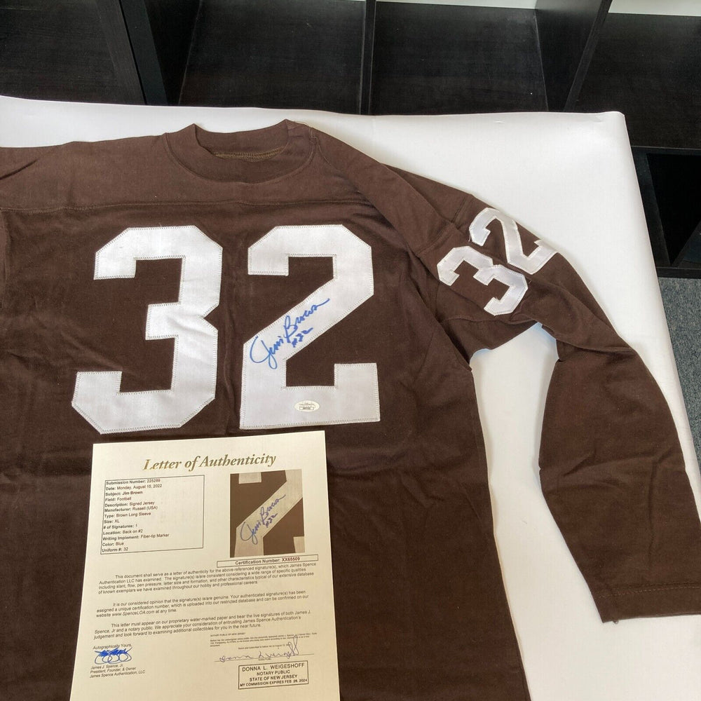 Jim Brown Signed Authentic Russell Cleveland Browns Game Model Jersey JSA  COA