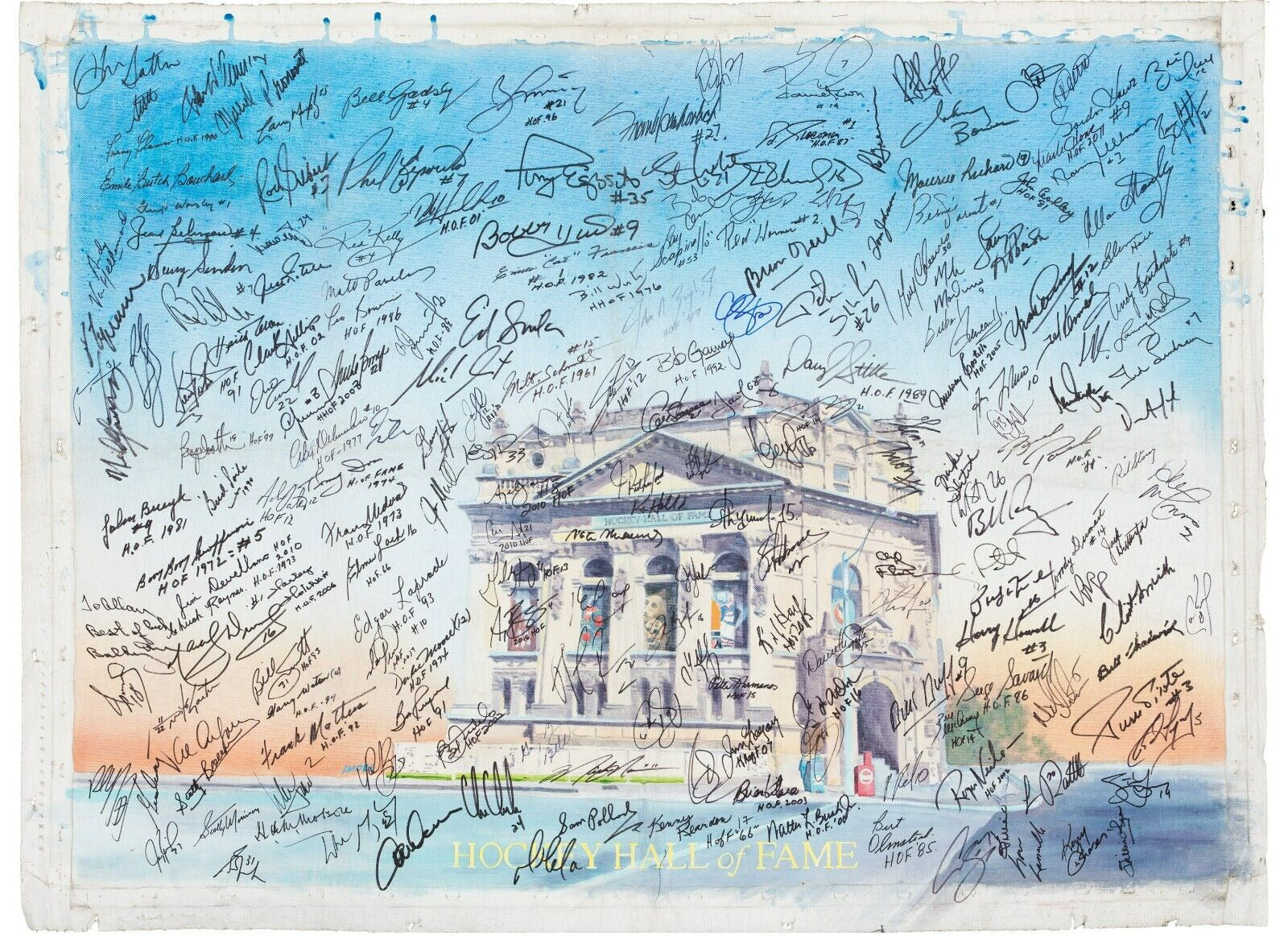 Beautiful NHL Hockey Hall Of Fame Signed Original 31x42 Art 195 Sigs! Beckett