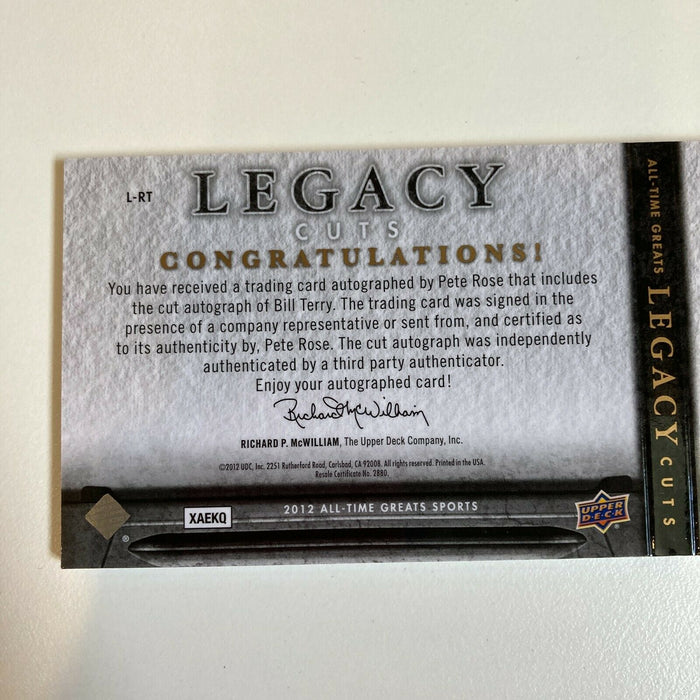 2012 Upper Deck All Time Greats Bill Terry Pete Rose 1/1 Auto Booklet One Of One