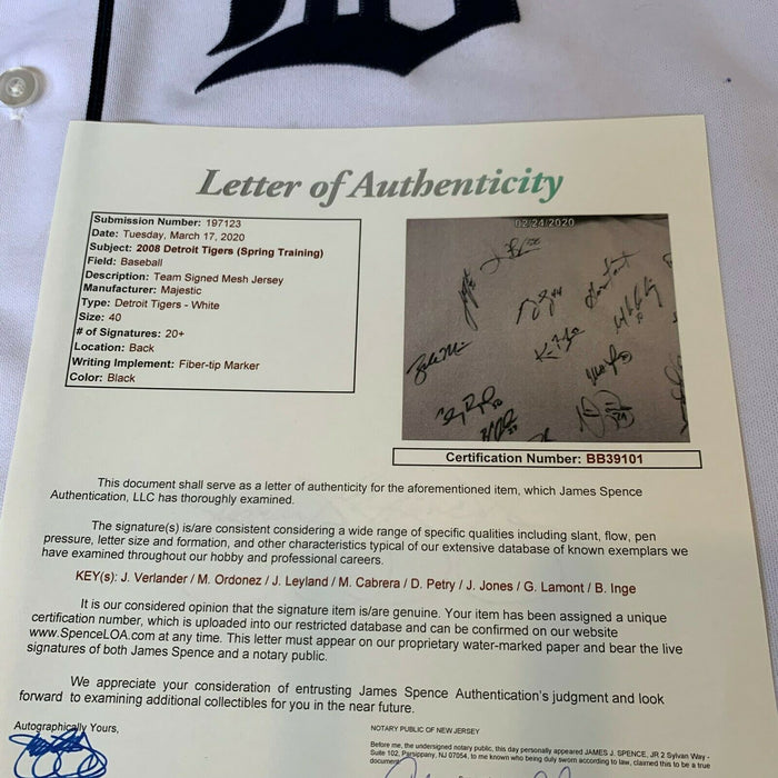 Justin Verlander Miguel Cabrera 2008 Detroit Tigers Team Signed Jersey JSA COA