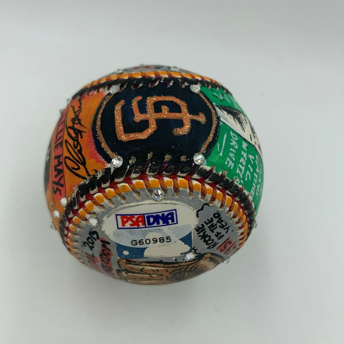 Willie Mays Signed Charles Fazzino Hand Painted Pop Art Baseball PSA DNA Sticker