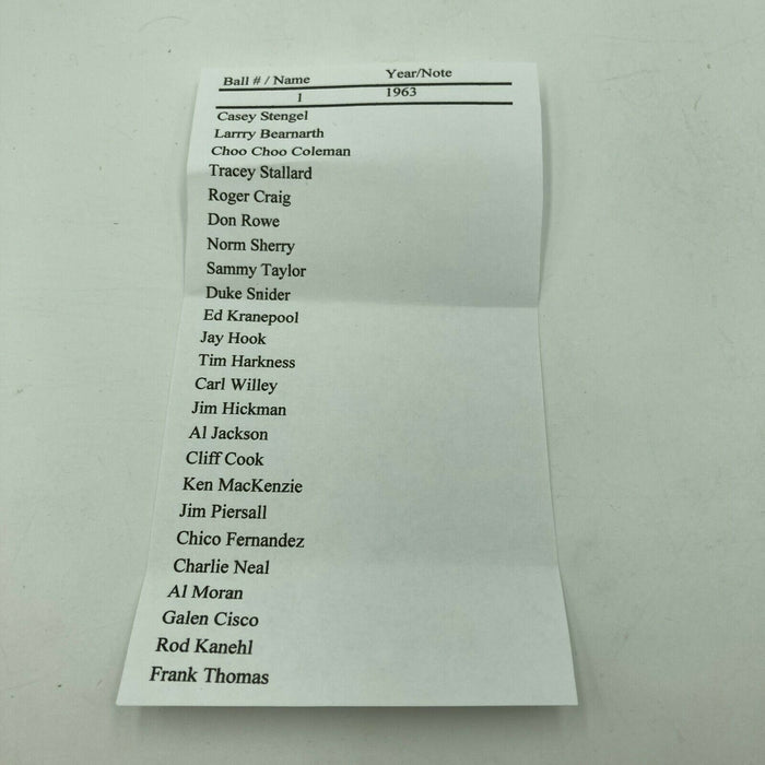 1963 New York Mets Team Signed National League Baseball Casey Stengel