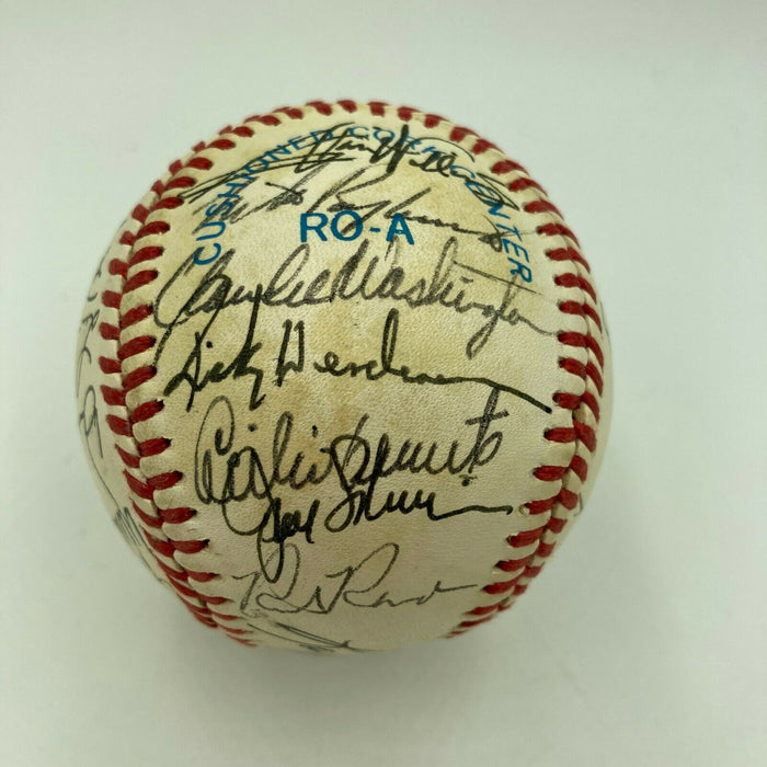 1986 New York Yankees Team Signed Baseball Don Mattingly Rickey Henderson