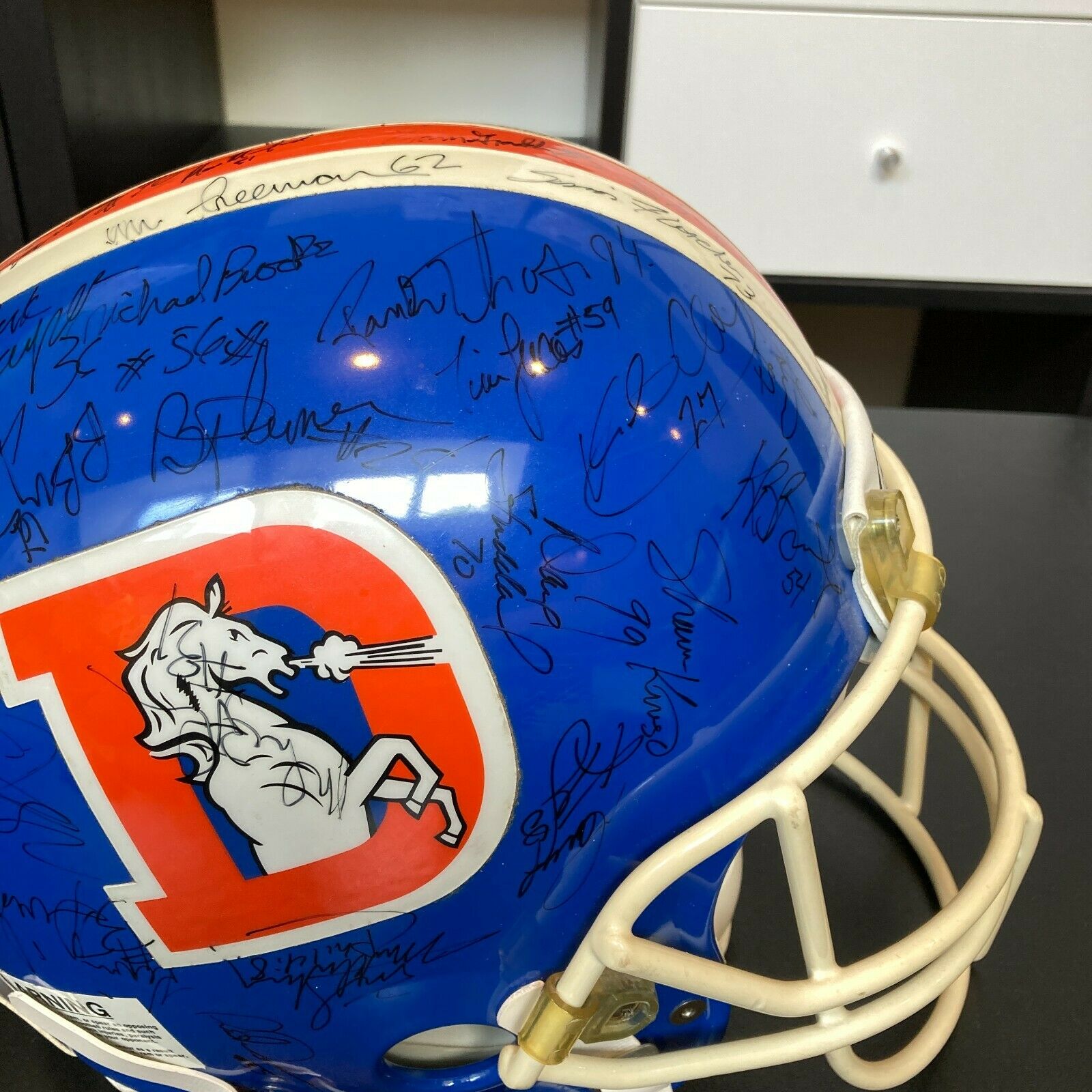 1988 Denver Broncos Team Signed Game Used Helmet With John Elway