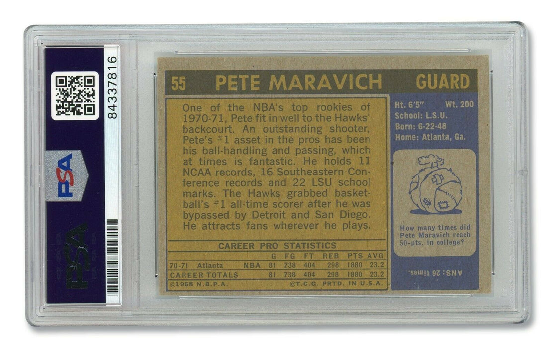 1971 Topps Pistol Pete Maravich Signed Autographed Basketball Card PSA DNA 8