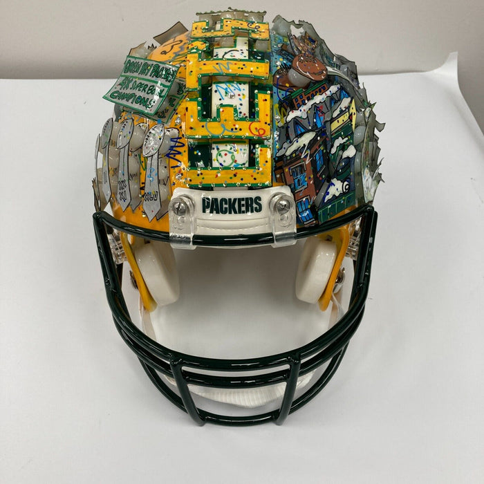 Beautiful Aaron Rodgers Signed Charles Fazzino Pop Art Green Bay Packers Helmet