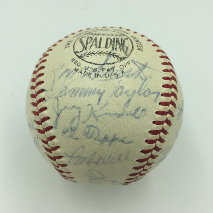 Nice 1960 Chicago Cubs Team Signed Baseball Ernie Banks Ron Santo JSA COA
