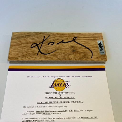 Kobe Bryant Signed Basketball Floorboard With Los Angeles Lakers COA