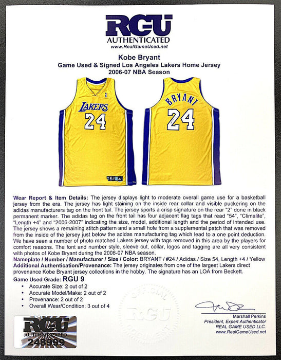 Lot Detail - Kobe Bryant 2006-07 Los Angeles Lakers Game Worn & Signed Home  Jersey - Solid Wear (MEARS A10/Lakers LOA)