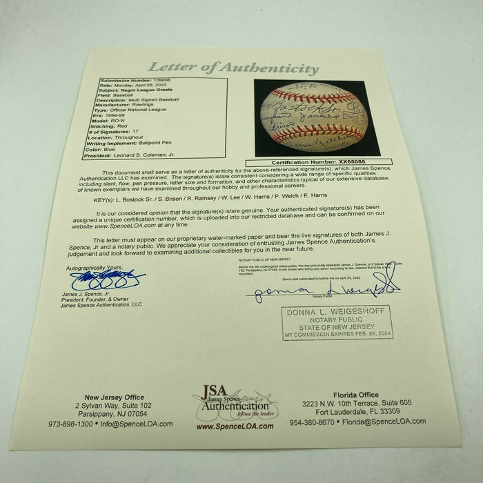 Beautiful Negro League Legends Multi Signed National League Baseball 17 Sigs JSA