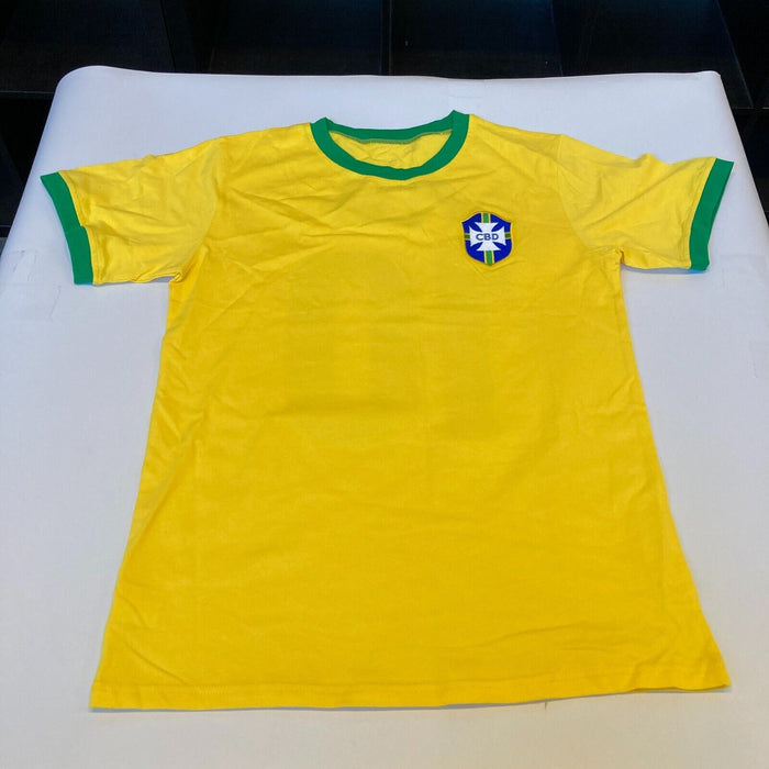 Pele Signed Autographed Brazil Soccer Jersey With Beckett COA