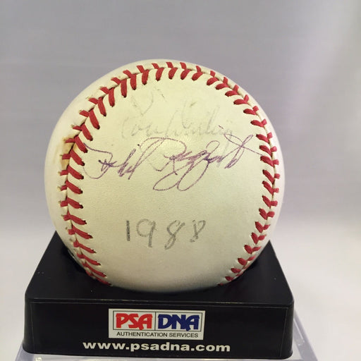 1988 Phil Rizzuto Ron Darling Broadcasters Signed Baseball Psa Dna Coa