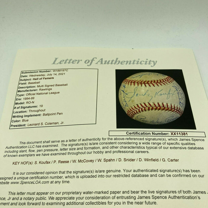 Sandy Koufax Hall Of Fame Multi Signed National League Baseball JSA COA