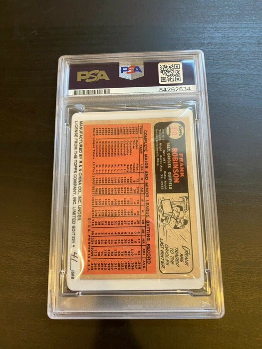 1966 Topps Frank Robinson Signed Porcelain Baseball Card PSA DNA "Triple Crown"