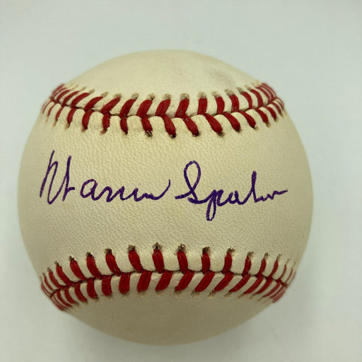 Nice Warren Spahn Signed Official National League Baseball JSA COA