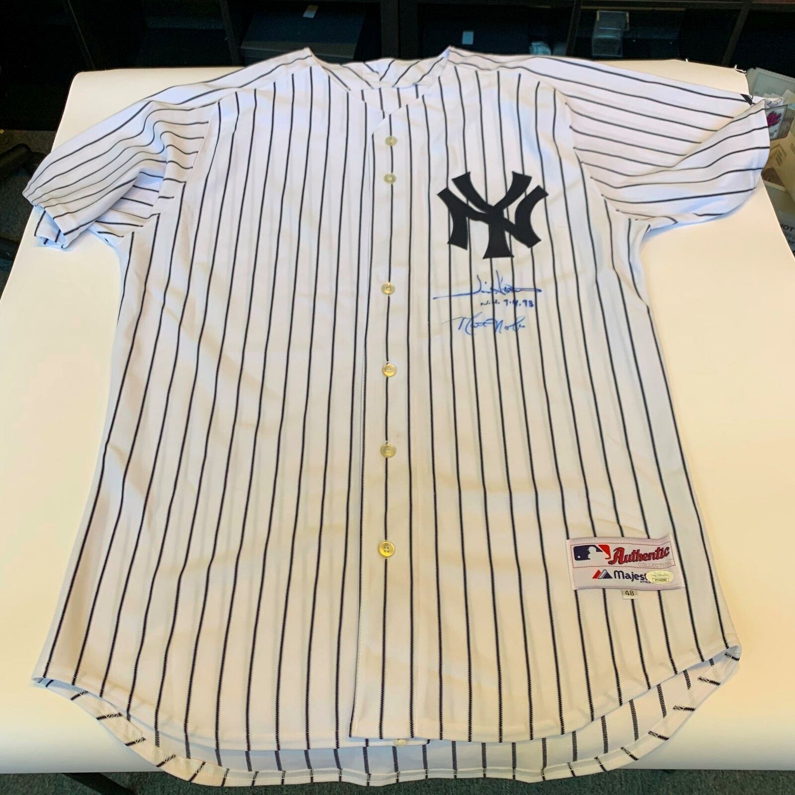 Jim Abbott New York Yankees Fanatics Authentic Autographed White Majestic  Authentic Jersey with No Hitter 9-4-93 Inscription