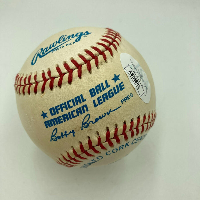 Nice Whitey Ford Signed 1980's Official American League Baseball JSA COA
