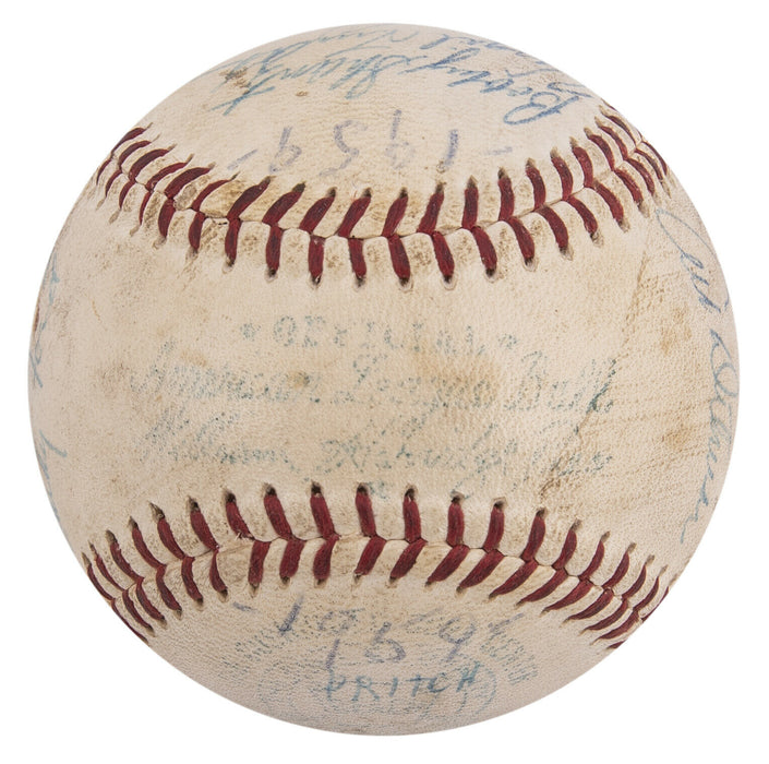 1958 New York Yankees World Series Champs Team Signed Baseball JSA COA