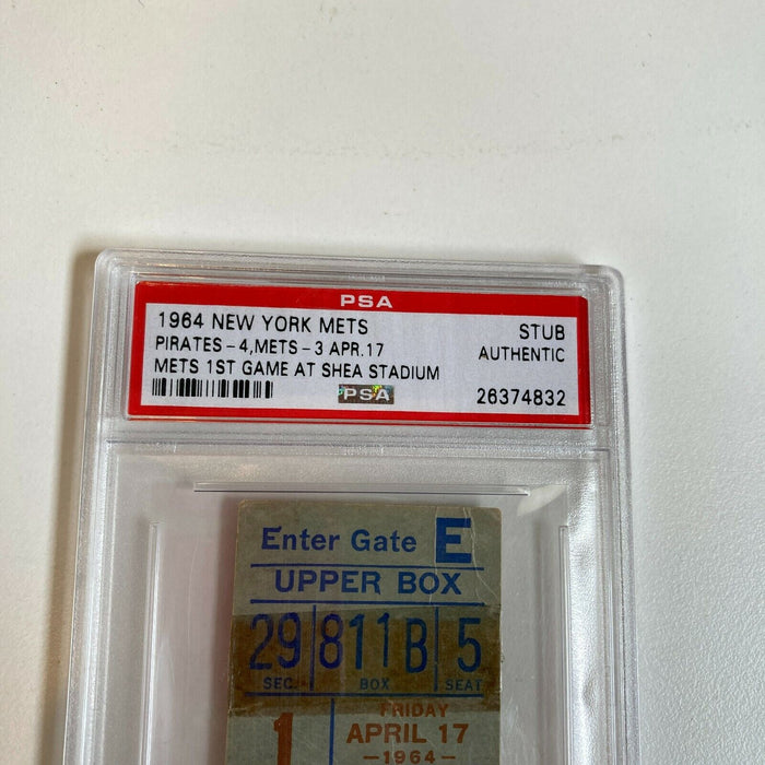 New York Mets Ticket To First Game Ever In Shea Stadium April 17, 1964 PSA
