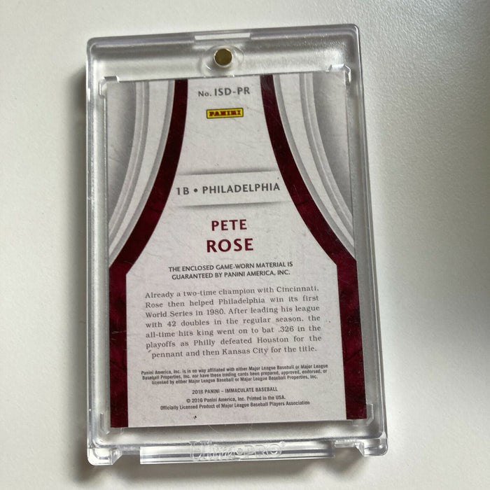 2014 Immaculate Collection Pete Rose #9/10 Jumbo Game Used Jersey Card