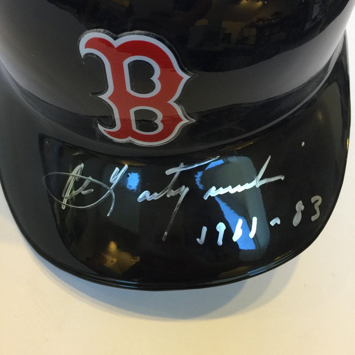 Carl Yastrzemski "1961-1983" Signed Game Model Boston Red Sox Helmet JSA Sticker