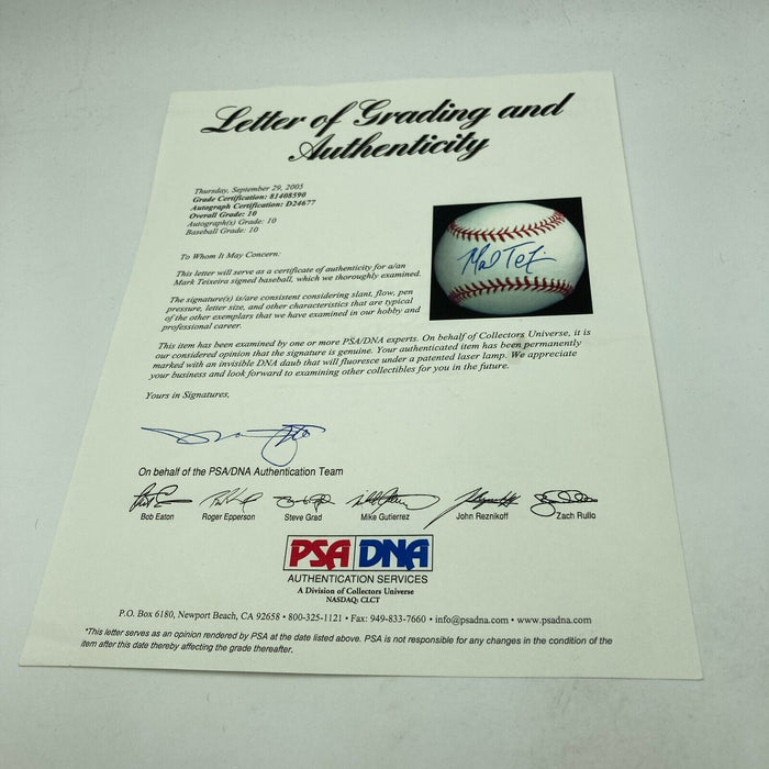 Mark Teixeira Signed Major League Baseball PSA DNA Graded 10 GEM MINT
