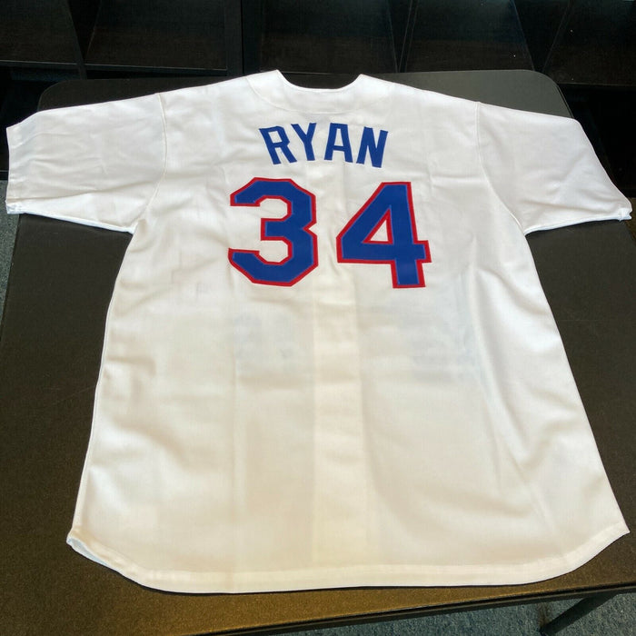 Nolan Ryan 7 No Hitters Signed Heavily Inscribed Texas Rangers Jersey Steiner