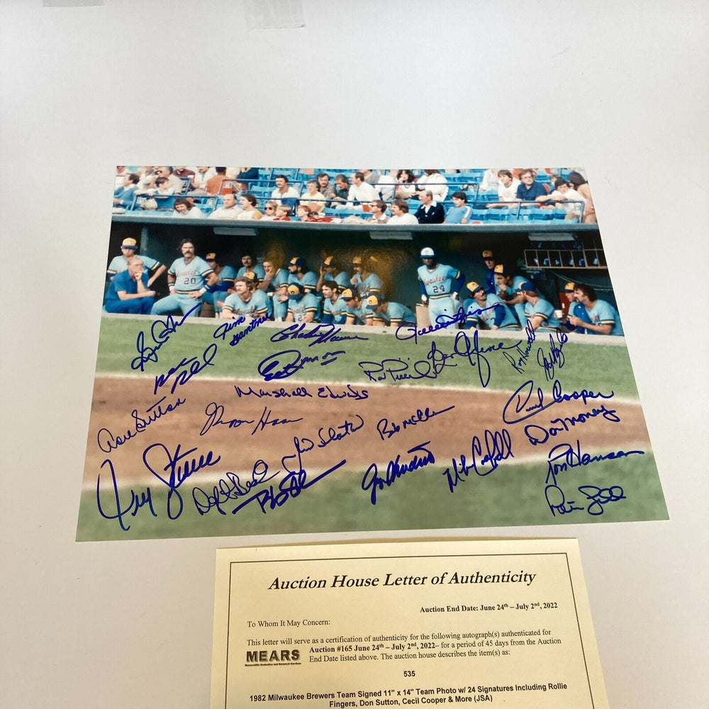1982 Milwaukee Brewers American League Champs Team Signed 11x14 Photo JSA COA
