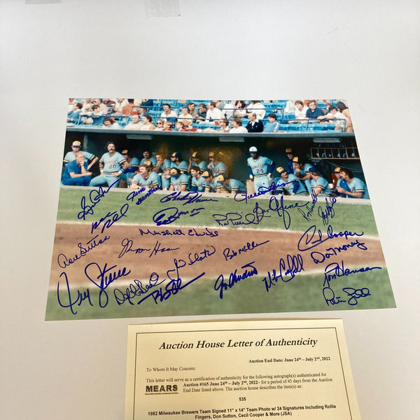 1982 Milwaukee Brewers American League Champs Team Signed 11x14 Photo JSA COA