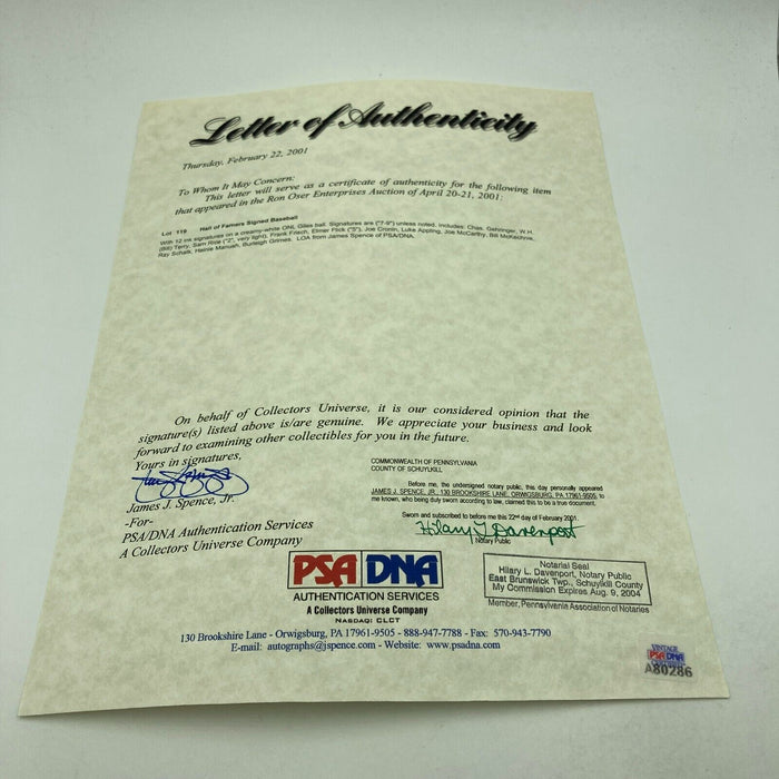 Joe Mccarthy Heinie Manush Elmer Flick Frank Frisch Signed Baseball PSA DNA COA