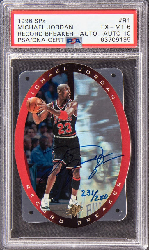 1996 SPx Record Breaker Michael Jordan AUTO /250 PSA Auto 10 UDA Upper Deck COA
