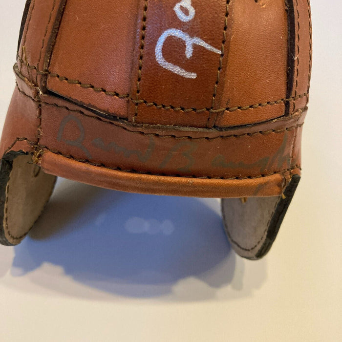 Sammy Baugh "HOF 1963" Twice Signed Vintage Leather Mini Helmet JSA COA