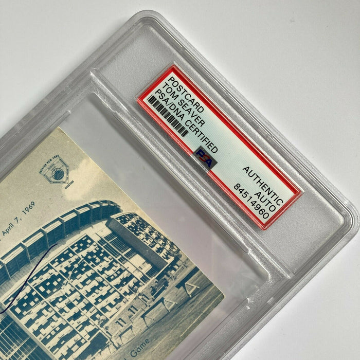 Tom Seaver Signed 1969 New York Mets Shea Stadium Postcard PSA DNA RARE