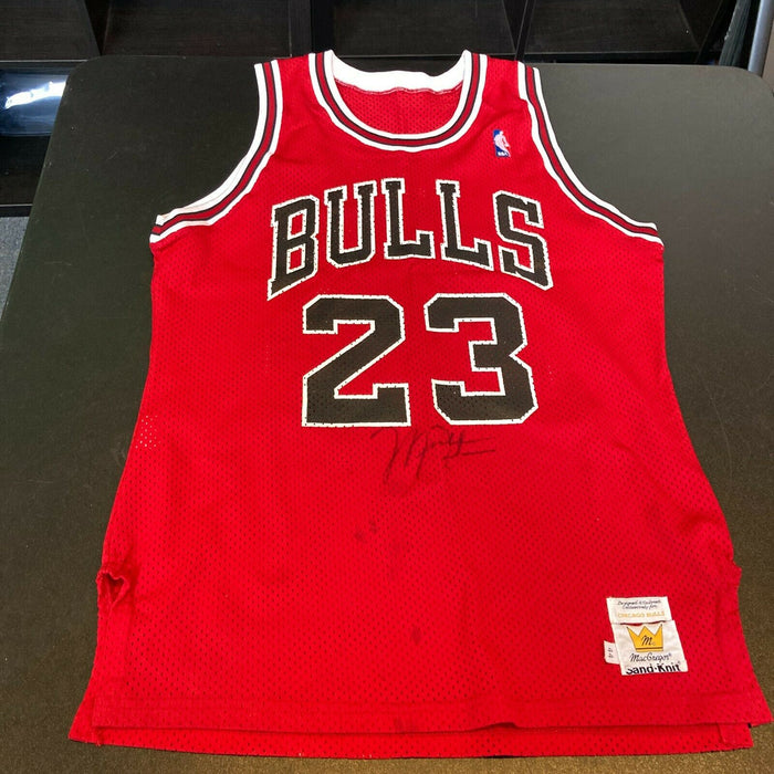 Michael Jordan Signed 1980's Sand Knit Chicago Bulls Game Model Jersey Beckett