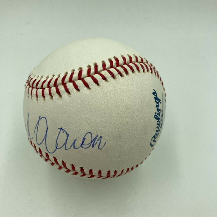 Beautiful Hank Aaron Signed Official Major League Baseball With Steiner COA