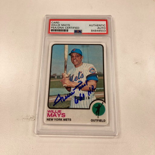 1973 Topps Willie Mays "660 Home Runs" Signed Porcelain Baseball Card PSA DNA