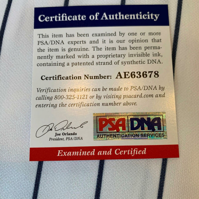 Whitey Ford Chairman Of The Board Signed Heavily Inscribed STAT Jersey PSA DNA