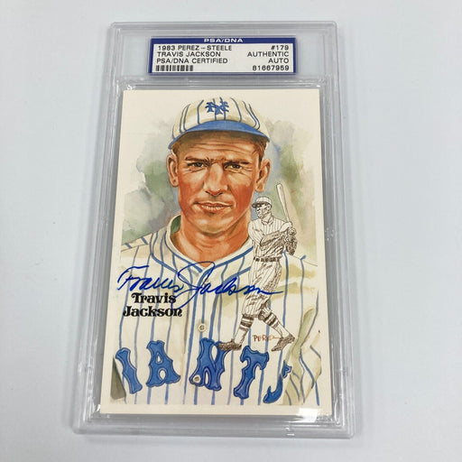 Travis Jackson Signed Hall Of Fame Perez Steele Postcard PSA DNA