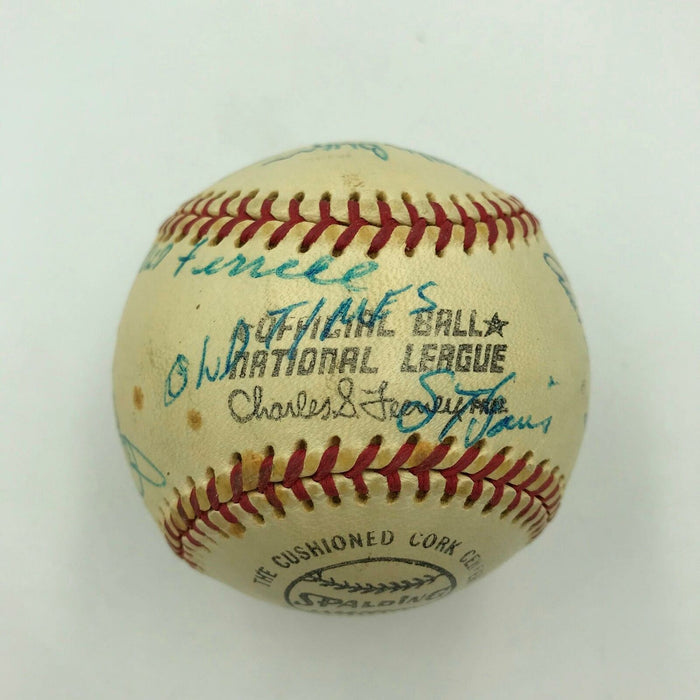 Joe Dimaggio Lefty Grove Earl Averill 1975 Hall Of Fame Multi Signed Baseball