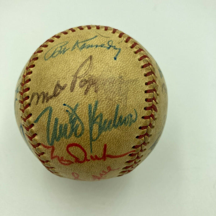 Hank Aaron Ernie Banks Signed 1970's Chicago Cubs Game Used Baseball JSA COA