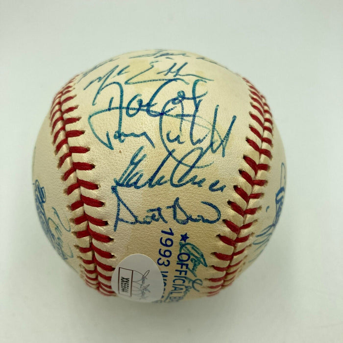 1993 Toronto Blue Jays World Series Champs Team Signed W.S. Baseball JSA COA