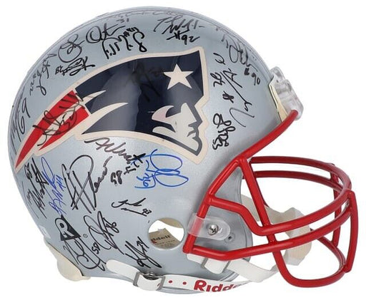 2003 New England Patriots Super Bowl Champs Team Signed Helmet Tom Brady Beckett