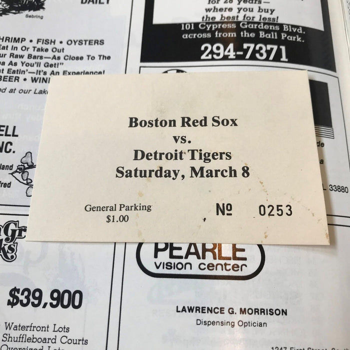 Rare 1986 Boston Red Sox Team Signed Spring Training Program W/ Original Ticket